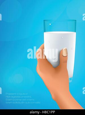 hand holding a glass of milk Stock Vector