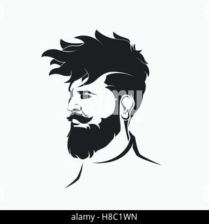 icons hairstyles beard and mustache hipster Stock Vector