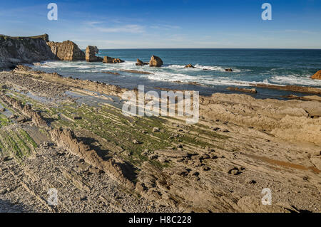 Beach of La Arnia, Liencres, Cantabria, Spain. Stock Photo