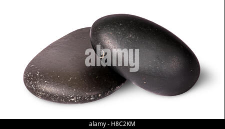 On top two black stones for Thai spa isolated on white background Stock Photo