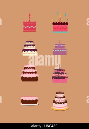 Happy birthday cakes Stock Vector