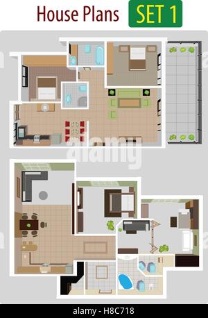 Vector illustration of House plan version 1. Stock Vector