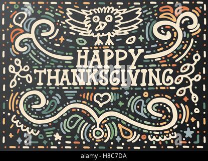Happy Thanksgiving. Greeting card lettering. Vector illustration. Stock Vector
