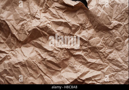 texture of wrinkled kraft paper for background Stock Photo