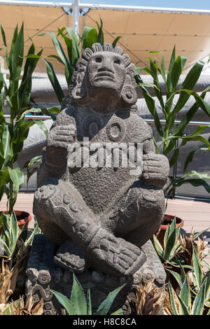 Maya Stone Statue from Mexico: Ancient Corn Divinity Stock Photo