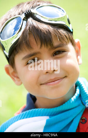 boy dressed up as super hero Stock Photo