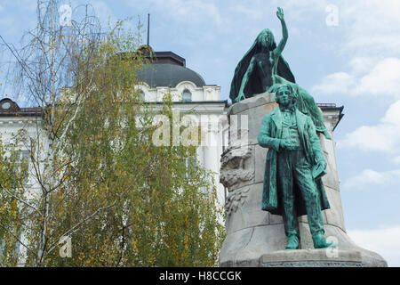 Statue of France Preseren, a Slovenian poet and national hero ...