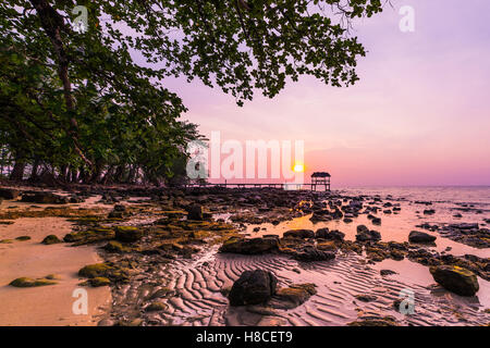 Sunset over the beach, island Koh Kood, Thailand. Stock Photo