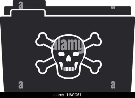 folder with skull with crossbones icon over white background.cyber security design. vector illustration Stock Vector