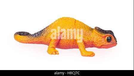 toy chameleon front view isolated on white background Stock Photo