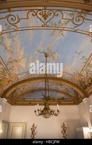 Interior of a Tuscan Villa with trompe l'oeil painted ceilings and walls in Italy Stock Photo