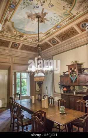 Interior of a Tuscan Villa with trompe l'oeil painted ceilings and walls in Italy Stock Photo