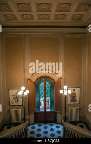 Interior of a Tuscan Villa with trompe l'oeil painted ceilings and walls in Italy Stock Photo