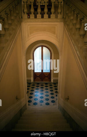 Interior of a Tuscan Villa with trompe l'oeil painted walls in Italy Stock Photo