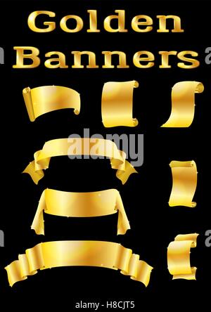 Golden Banners, Set Stock Vector