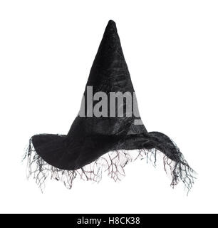 Black witches hat isolated on a white background Stock Photo