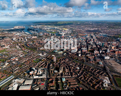 Aerial of Belfast City Center, Northern Ireland