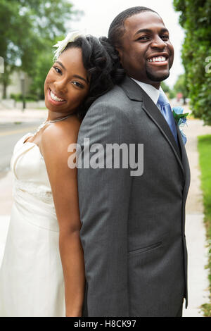 African American Bride and Groom Stock Photo