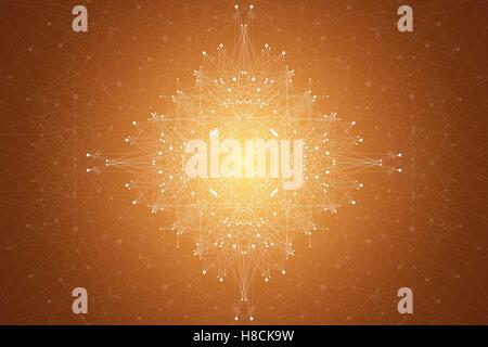 Fractal element with compounds lines and dots. Big data complex. Graphic abstract background communication. Minimal array Big da Stock Vector