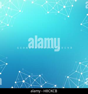 Graphic abstract background communication. Big data complex. Perspective backdrop of depth. Minimal array with compounds lines and dots. Digital data visualization. Big data vector illustration. Stock Vector