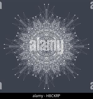 Fractal element with compounds lines and dots. Big data complex. Graphic abstract background communication. Minimal array. Digital data visualization. Vector illustration Big data Stock Vector