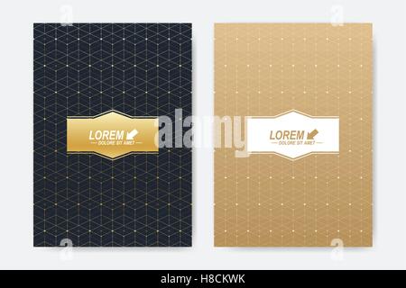 Modern vector template for brochure Leaflet flyer advert cover magazine or annual report. A4 size. Islamic design book layout. Abstract golden presentation in islamic style. Stock Vector