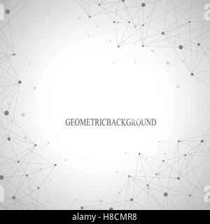 Geometric abstract background with connected line and dots. Graphic background for your design. Vector illustration. Stock Vector
