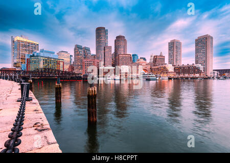 Boston, Massachusetts, USA city skyline at the harbor. Stock Photo