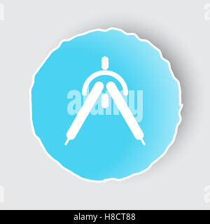 Blue app button with Drafting Compass icon on white. Stock Photo