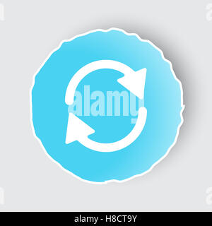 Blue app button with Refresh icon on white. Stock Photo