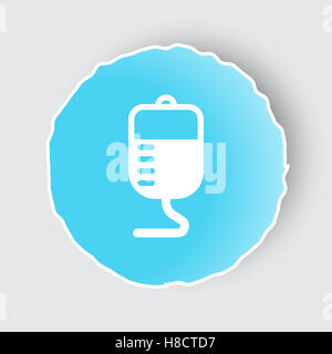 Blue app button with Transfusion icon on white. Stock Photo