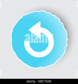 Blue app button with Undo icon on white. Stock Photo