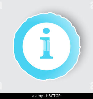 Blue app button with Information icon on white. Stock Photo