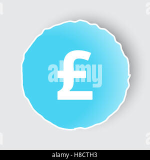 Blue app button with Pound icon on white. Stock Photo