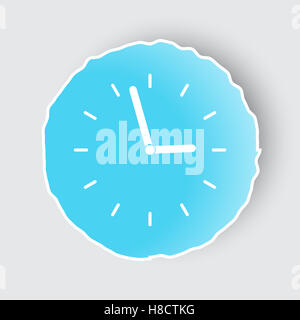 Blue app button with Clock icon on white. Stock Photo