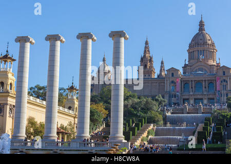 Placa de Ispania (The National Museum) in Barcelona, Spain in a summer day, 01 november 2016, Barcelona of Spain Stock Photo