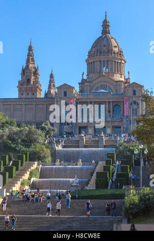 Placa de Ispania (The National Museum) in Barcelona, Spain in a summer day, 01 november 2016, Barcelona of Spain Stock Photo