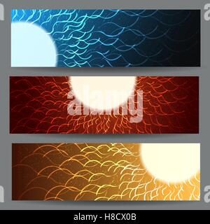 Modern Abstract Banner Set with wavy pattern and place for text. Vector illustration Stock Vector