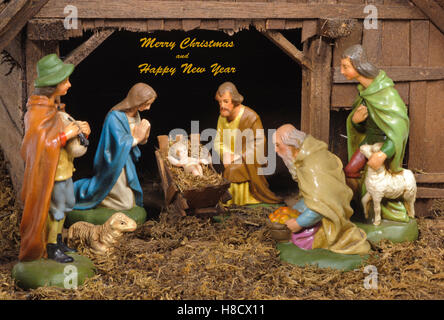 xmas crib and nativity scene Stock Photo