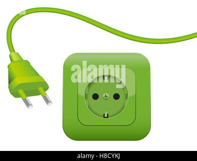 Green plug and socket - clean eco power - green energy - NEMA connector ...