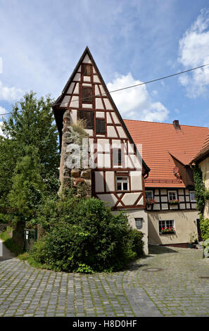 House built onto town walls in Spalt, Franconia, Bavaria Stock Photo