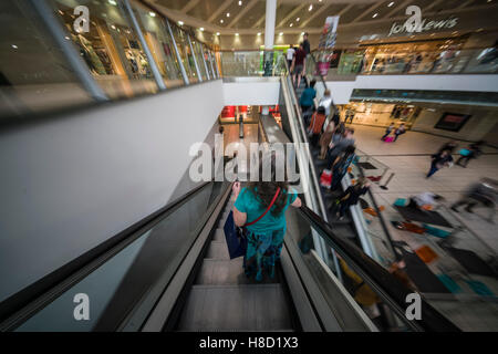 Buchanan Galleries shopping mall, Glasgow, Scotland. Escalator. Stock Photo