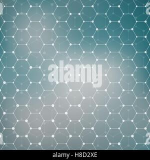 Connection structure. Structure molecule of DNA and neurons. Abstract background. Medicine, science and technology. Vector illus Stock Vector