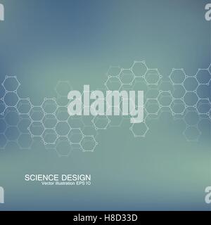 Structure molecule of DNA and neurons. Abstract background. Medicine, science and technology. Vector illustration for your desig Stock Vector