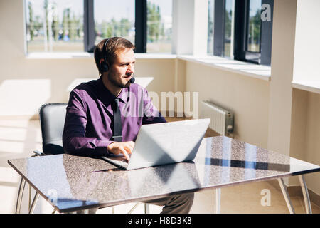 man working in call center Stock Photo