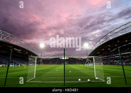 General view of the John Smith's Stadium as the players warm up before the game Stock Photo
