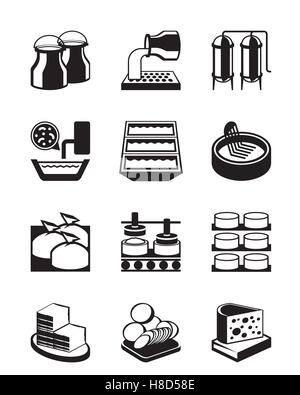 Cheese production process - vector illustration Stock Vector