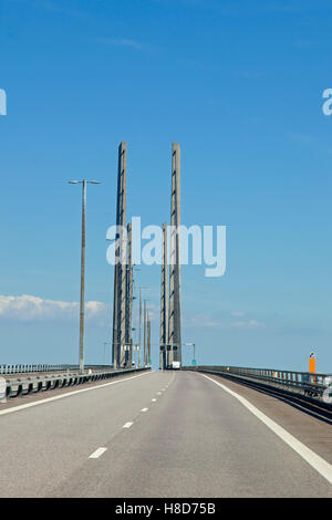 Öresund / Øresund Bridge, double-track railway and dual carriageway bridge-tunnel between Denmark and Sweden, Scandinavia Stock Photo