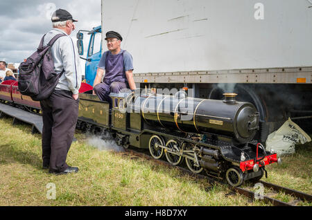 Ten-inch gauge working model steam locomotive STARLIGHT at a country show in Gloucestershire uk Stock Photo