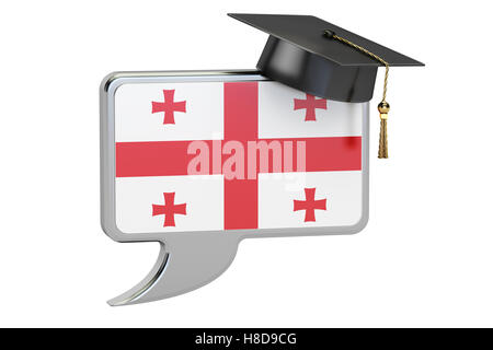Speech bubble with Georgian flag, learning concept. 3D rendering Stock Photo